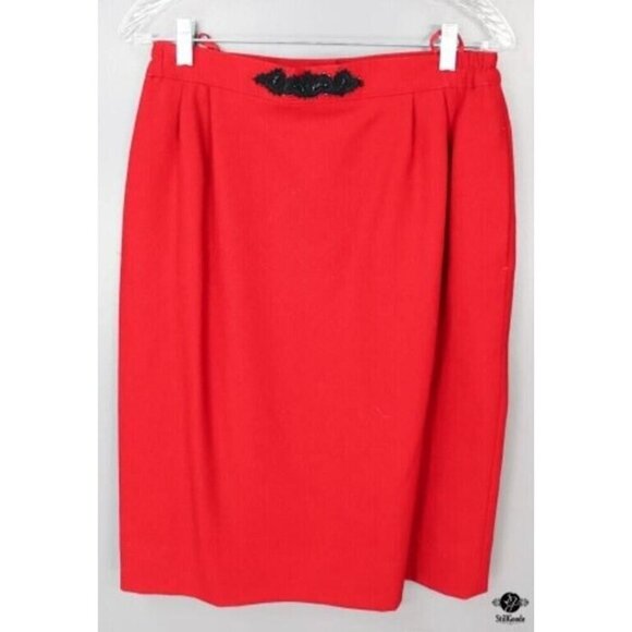 John Meyer Red double breasted beaded appliques skirt and jacket suit size 12 - Picture 5 of 6